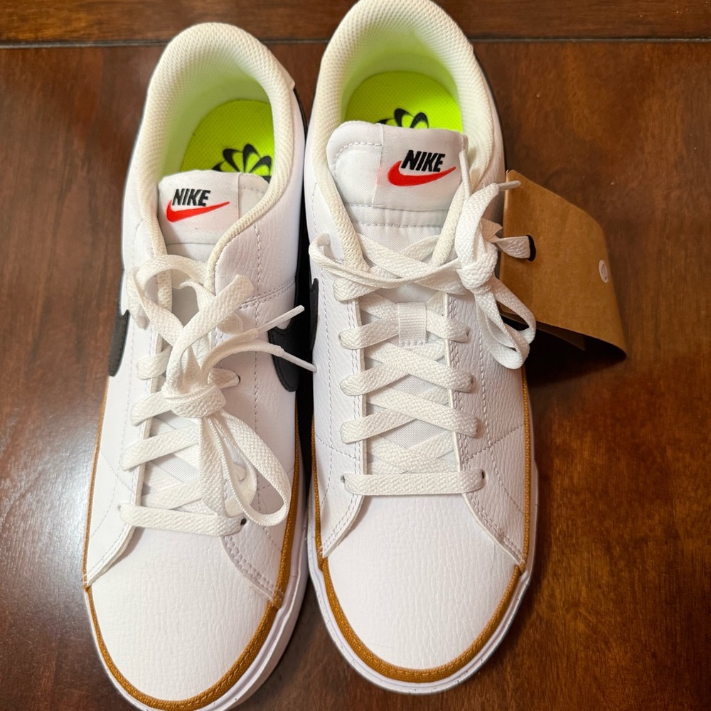 Nike White and Black Sneakers with Tan Trim 10 - Picture 5 of 9